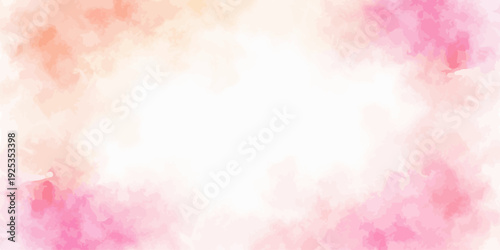 Soft Pink Peach Watercolor Abstract Background with White Copy Space