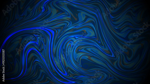 Abstract Blue Swirl Marbled Fluid Background With Neon Waves And Dynamic Liquid Motion Texture
