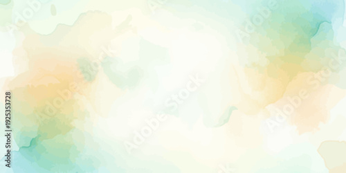Soft Pastel Watercolor Wash Abstract Background with Green and Orange Tones