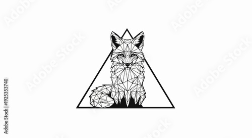 Geometric fox illustration within a triangle