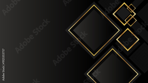 Luxury Black And Gold Geometric Background With Elegant Diamond Frames For Business And Celebration Designs