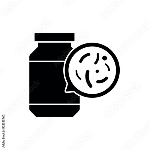 icon a fermented jar with organic food and bacterial culture symbol, isolated against a clean background.
