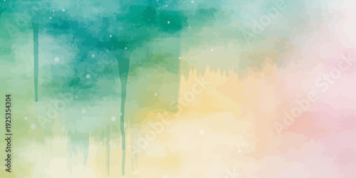 Abstract Pastel Watercolor Gradient Background with Green, Yellow & Pink Hues