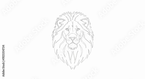 Majestic lion's face depicted as a minimal outline illustration
