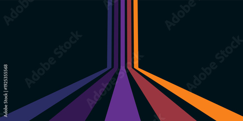 Abstract colorful 70s background vector. Vintage retro wallpaper with rainbow stripes and wavy lines. A 1970 color illustration suitable for posters, banners, decorative items and wall art.