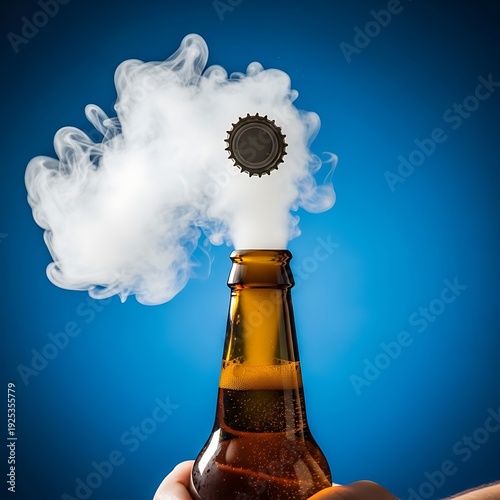 Wallpaper Mural Beer Bottle with Smoke and Gear. Torontodigital.ca