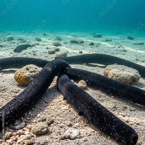 Wallpaper Mural Black Eels Swimming on Ocean Floor. Torontodigital.ca