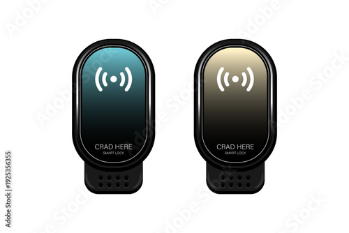 Automatic door locking system with keycard on isolated background, Vector illustration.