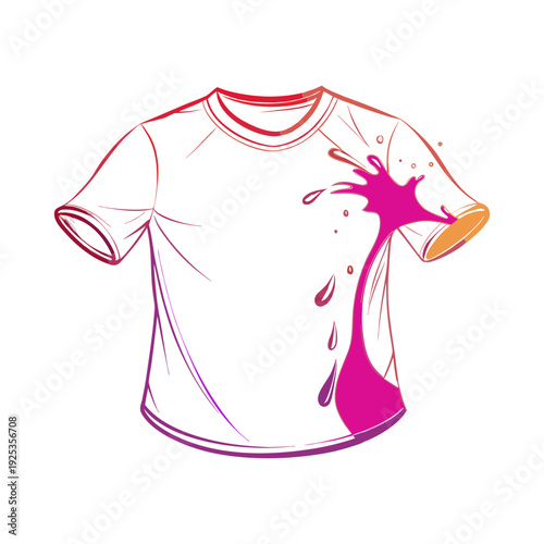 White t-shirt with Holi color splashes, colorful powder on fabric, Indian festival celebration, abstract paint texture, bright creative design for seasonal party fun