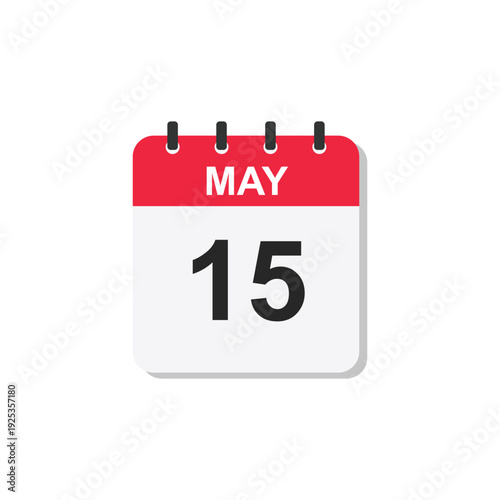 A red vector calendar icon isolated on a white background features a page design symbolizing a specific day, date, or event for an organizer agenda