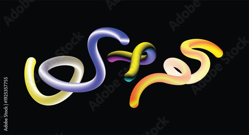 Vibrant colorful swirling light trails on a black background