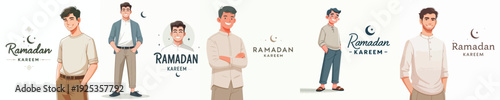 vector of a muslim man standing celebrating ramadan kareem