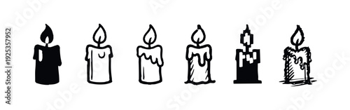 Candle Doodle Set - Hand-Drawn, Grunge, and Pixel Art Icons with Dripping Wax