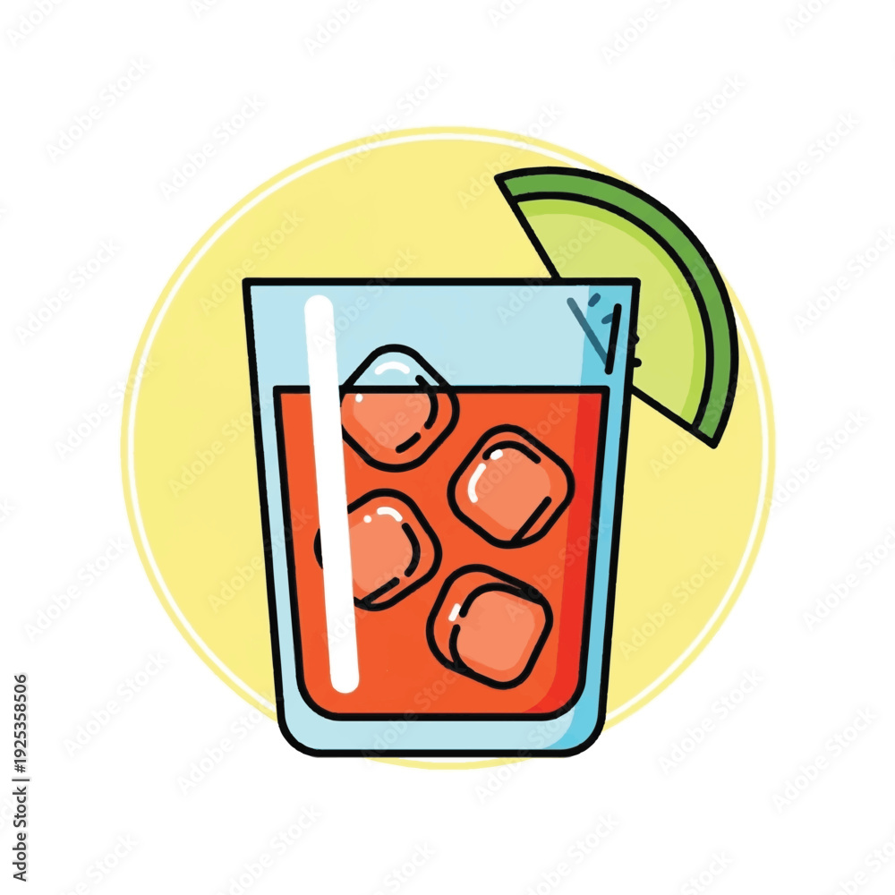 Obraz premium Cartoon glass of Bloody Mary drink.