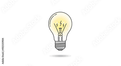 Glowing light bulb with lightning sparks, symbolizing idea, innovation, and creativity