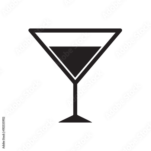 Cocktail Martini Glass Silhouette Icon Vector On White Background 