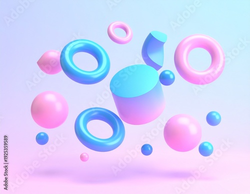 Abstract 3D Purple Blue Gradient Shapes with Modern Futuristic Glow