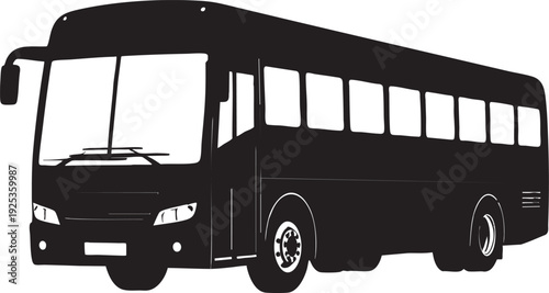 Adobe Illustrator Artwork of Black Silhouette of Modern Passenger Bus. 