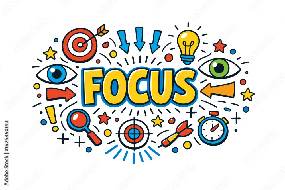 Obraz premium Colorful focus concept with targets and arrows illustration