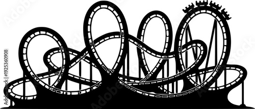 Rollercoaster silhouette vector. Rollercoaster Black flat icon illustration
