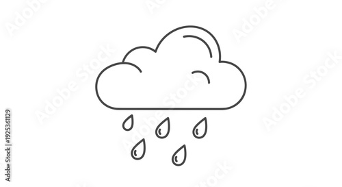 Simple Line Drawing of Rain Cloud.