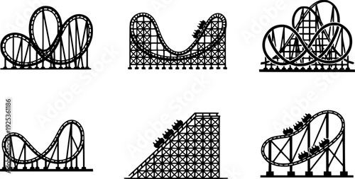 Rollercoaster silhouette vector. Rollercoaster Black flat icon illustration
