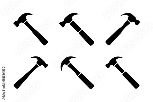 Hammer Tool Silhouette Vector Icon, Construction Symbol