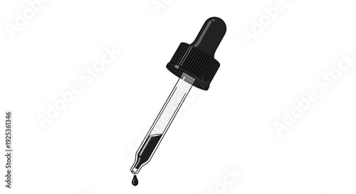 Dropper with Liquid Drop Falling, Science Lab Tool, Medical Research, Abstract