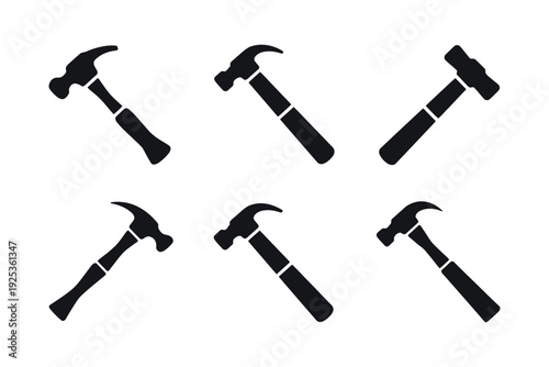 Hammer Icon Vector, Tool Silhouette Design Illustration