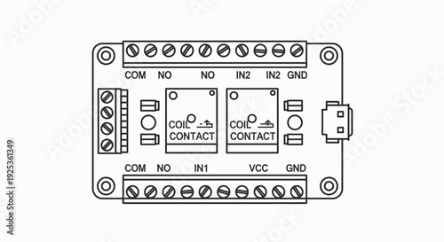 Dual Relay Module Board with Screw Terminals and Jumper Pins for Electronics Projects