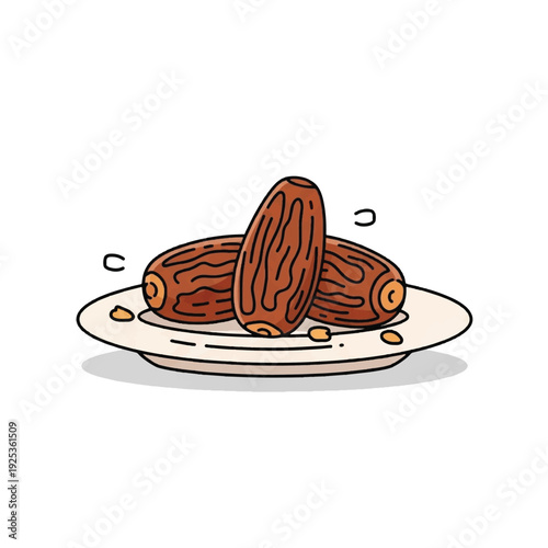 Dried Dates on a Plate Closeup.