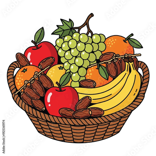 Fresh Fruit in a Woven Basket.