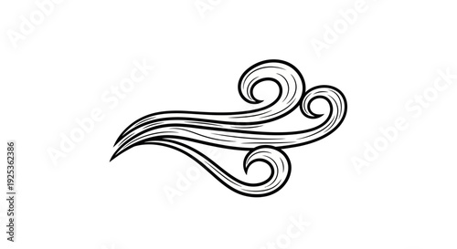 Stylized Swirling Wind Lines Illustration - Black and White