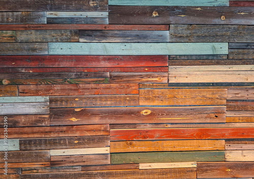 Ταπετσαρία Rustic multicolor wooden boards with visible grain and knots