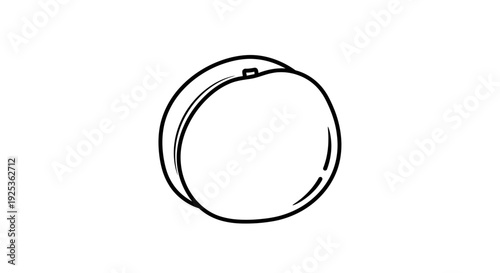 Simple Outline Drawing of a Round Compact Mirror with Lid Ajar