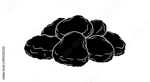 Pile of Black Raisins, Dried Grapes, Healthy Snack, Sweet Fruit, Isolated on White Background