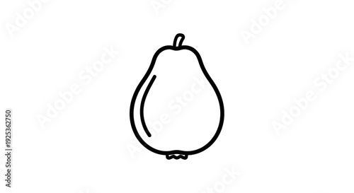 Simple Pear Outline Icon, Minimalist Fruit Vector Art, Healthy Food Symbol