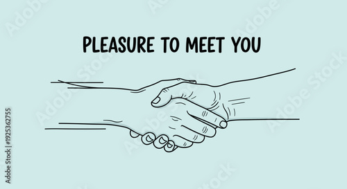 Pleasure to Meet You Handshake Illustration - Business Greeting and Agreement
