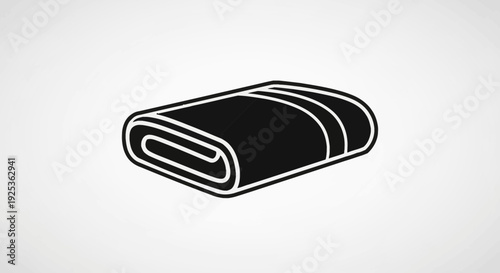 Rolled Towel Icon, Minimalist Black and White Vector Illustration