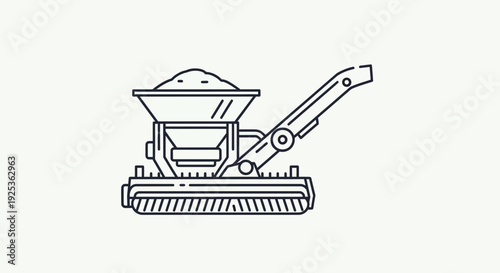 Line Art Icon of a Salt Spreader Machine for Winter Road Maintenance