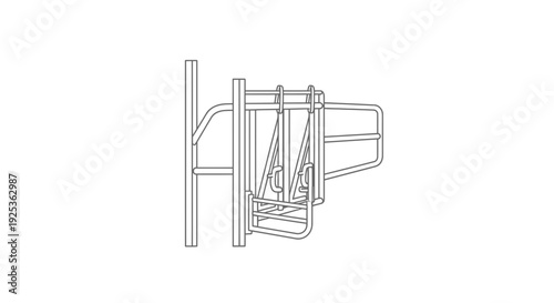 Livestock Gate Mechanism, Farm Equipment, Animal Control, Agricultural Technology, Metal Structure