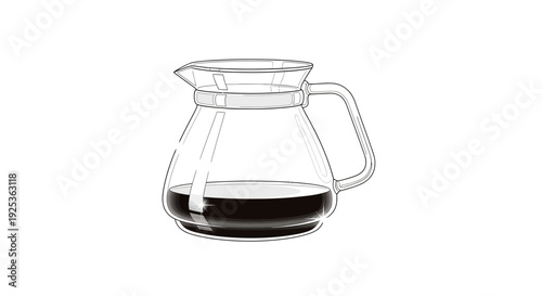 Glass Coffee Carafe with Dark Brewed Coffee, Minimalist Design