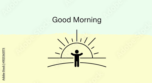 Good Morning Sunrise with Person Celebrating New Day, Hope, and Optimism