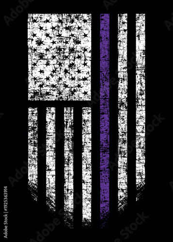Fibromyalgia Awareness American Flag Design, Purple Ribbon USA Flag Vector for Chronic Pain Awareness and Support.