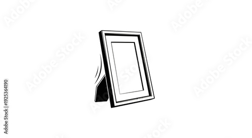 Minimalist Black and White Photo Frame Standing On White Background