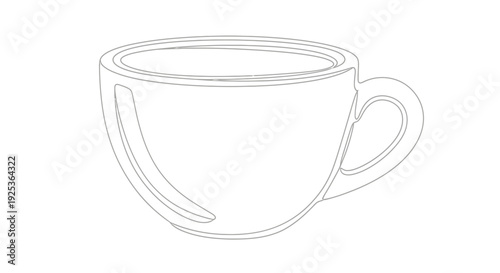 Minimalist Line Art Coffee Cup Drawing, Simple Outline of a Mug
