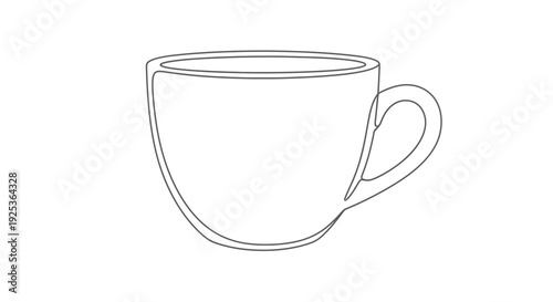 Minimalist Line Art Coffee Cup Icon, Simple Outline Drawing of a Mug