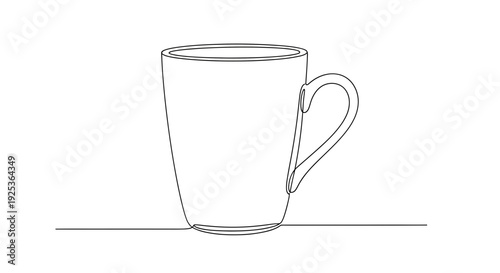 Minimalist Line Art Drawing of a Coffee Mug on a White Background