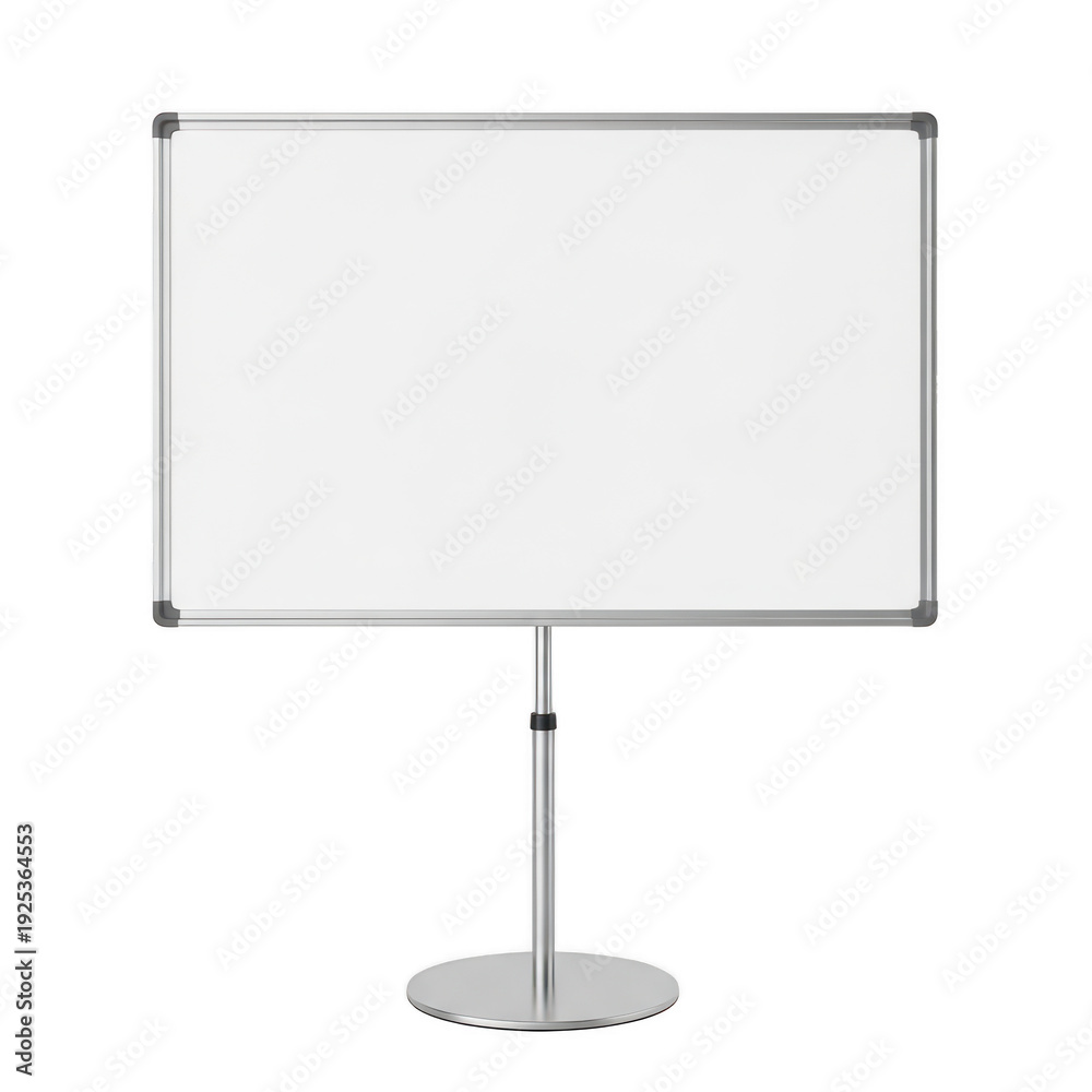 Obraz premium A large blank whiteboard with a metal frame and stand in a room isolated on transparent background