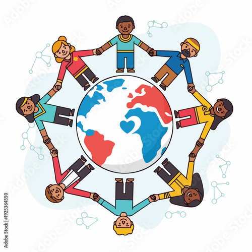 vector illustration representing global unity and diversity